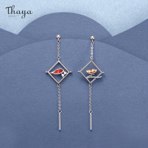 Thaya Original Silver-plated Earrings Plum Blossom Red Drip Oil Stud Earrings Square Earrings For Women Elegant Fine Jewelry