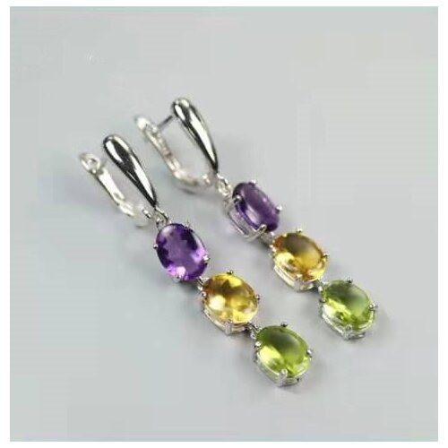 Hot Sell Oval Shape Crystal Earring Purple&Yellow&Green Cubic Zirconia Stone Hoop Earrings For Women Fashion Party Jewelry