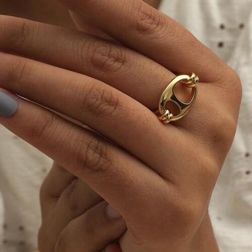 2020 ins Brand Hot Stainless Steel Rings for women men Geometric Pig Nose Ring Opening finger Female Fashion jewelry best Gift