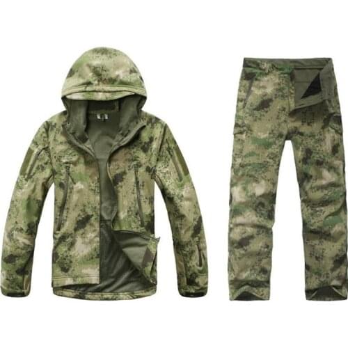 Winter Fleece Shark Skin Soft Shell Jacket Set Men Snowboard Men Waterproof Military Ski Suit Jacket Camouflage Tactical Suits