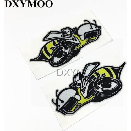 1 Pair Reflective Car Stickers Funny Bee Racing Champion Motorcycle Vinyl Decals 3M 12x6cm