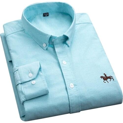 100% Cotton Embroidery Slim Fit Shirt Men Longsleeve Shirt for Men Solid Color White Shirt Plaid Mens Fashion Clothing Trends