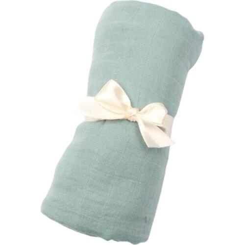 120x120cm Baby Muslin Bamboo Fiber Receiving Blanket Infants Swaddling Wrap 2 Layers Gauze Sleepsack Towel Solid Color