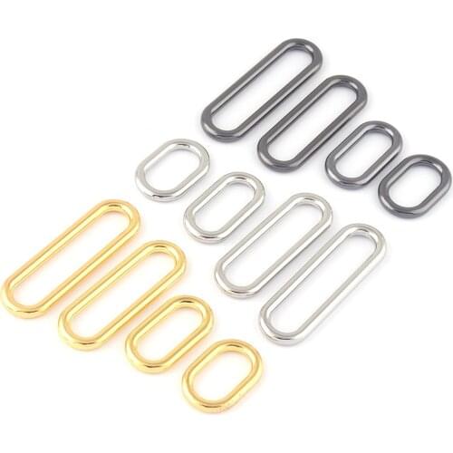 20-50mm Gold Metal Slide Oval Loop Ring Strap Buckle Purse Webbing Bag Leather Craft Handbag Making Hardware Supplies DIY 4 Pcs