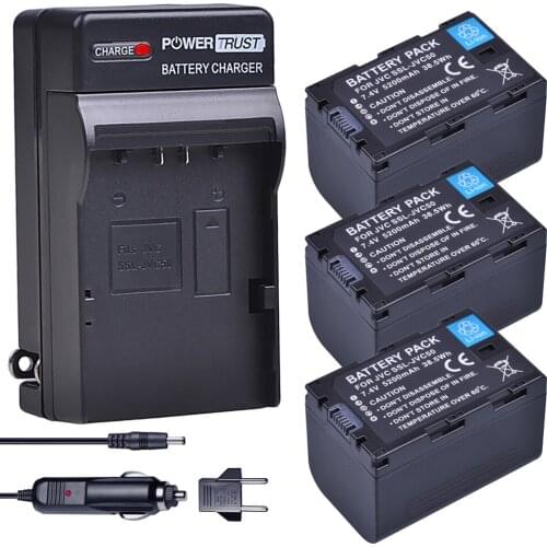 3Pcs SSL-JVC50 JVC50 SSLJVC50 Battery +Digital Wall Charger for JVC GY-HM600 GY-HM650 GY-HMQ10 GY-LS300 Camcorders