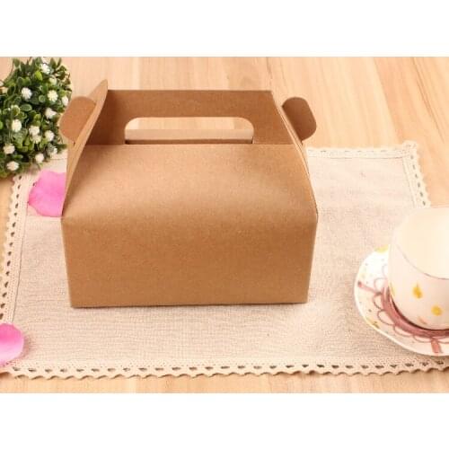 300pcs 16.2*9*8cm White/brown Kraft Paper Mousse Box With Handle For Candy/food/wedding/jewelry Gift Box Packaging Display Boxes