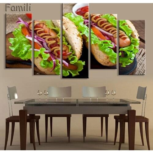 5pcs Pizza With Tomatoes And Leaves Wall Art Painting The Picture Print On Canvas Food Pictures For Kitchen Decor Decoration Gif