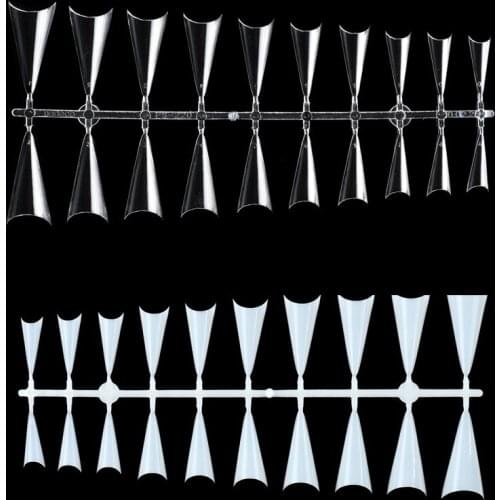 500pcs NAIL CARE POINTED STILETTO FALSE NAILS Half French Clear Natural Color Tips Fingernail Salon DIY Practice