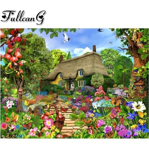 FULLCANG 5d diy diamond painting garden cottage diamond embroidery sale mosaic cross stitch full square/round drill FC498