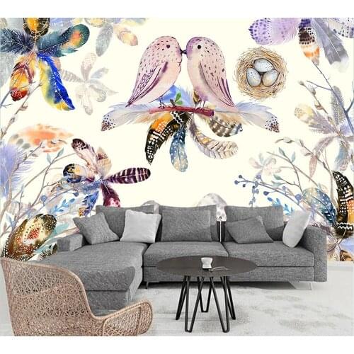 Beibehang Ink feather romantic American creative retro pastoral background wall living room bedroom custom mural decoration