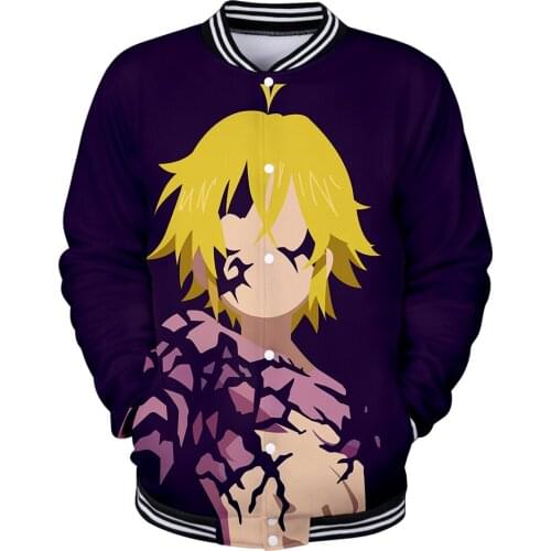 3D printed meliodas Baseball jacket men women clothes Casual baseball Jackets Fashion meliodas Autumn winter boys girls Jacket