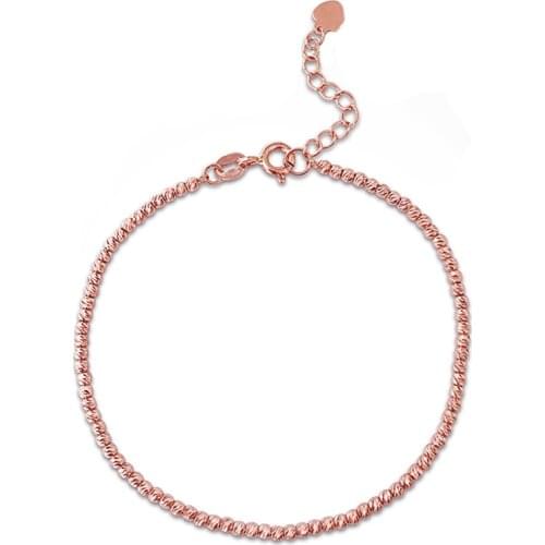 Sinya 18k Au750 gold laser beads strands bracelet for Baby kids ladies girls women length from 12cm to 22cm bead diameter 2.5mm