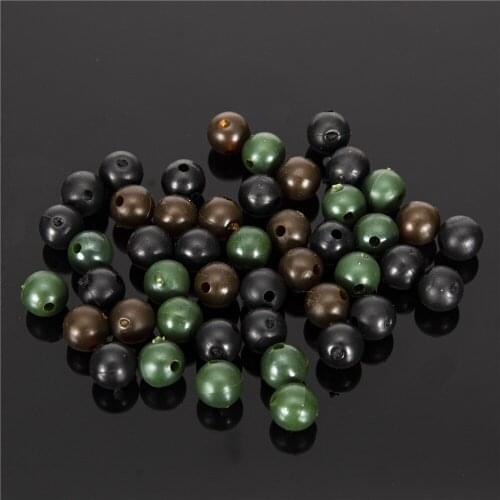 Carp Fishing Beads 50pcs/lot Diameter 6/8mm Soft Rubber Carp Fishing Rig Beads Black Brown Green Carp Fishing Accessories