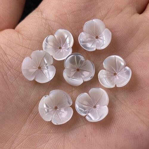 10Pcs Shell Beads Accessories Flower-shaped White Loose Shell For Jewelry Making Bracelet Earring Handiwork Sewing Accessory