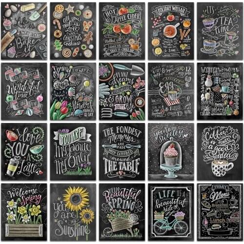 DIY Painting By Numbers Blackboard word Kit Coloring By Numbers Wall Art Picture Acrylic Canvas Paintings Home Decoration