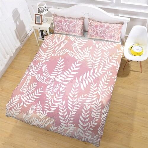 Home Textile Solid Color Feather Printing Duvet Cover Bedding and Pillow Case King Bed Double Bed Bedspread Customization