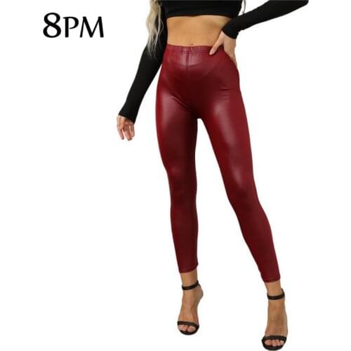 Faux Leather Leggings Women Skinny Butt Lifting Legging Girls Spandex Clothing PU Leather Pant Tummy Control ouc306