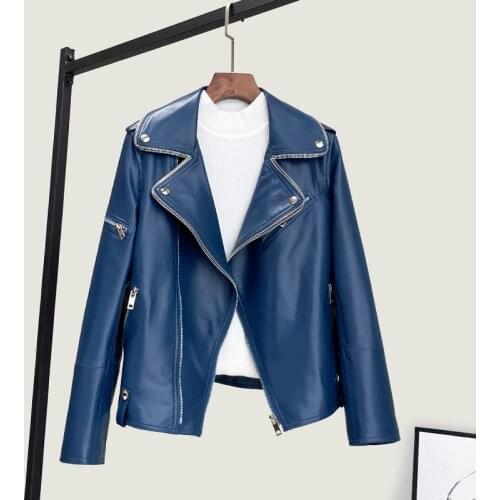 Genuine Leather Jacket Women Spring 2021 100% Sheepskin Coat Female Motorcycle Coats and Jackets Chaquetas De Mujer Pph3831
