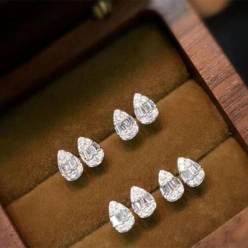 New 18K Gold Earrings for Women Fashion Small Peach Diamond Simple Geometry Heart Stud Earrings Female 2021 Trend Jewelry