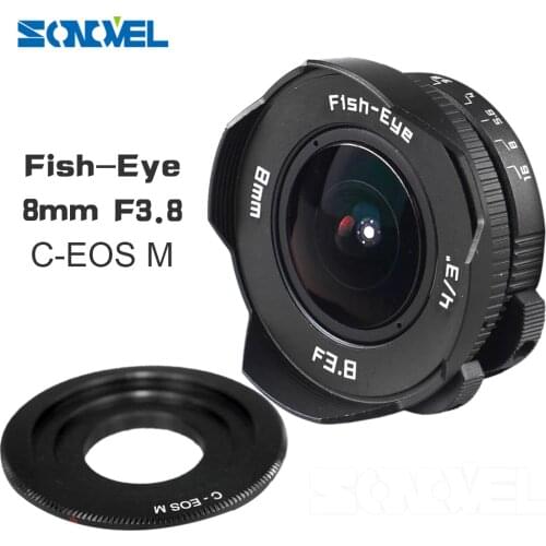 8mm F3.8 Fish-eye C mount Wide Angle Fisheye Lens Focal length Fish eye Lens Suit For Canon EOS M M2 M3 M5 M6 M10 Mirrorless