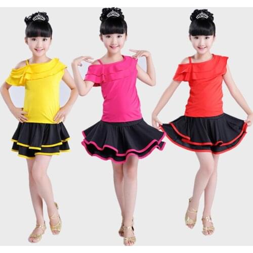 2019 Spandex Girls Latin Dresses for Dancing Ballroom Dance Dress Rumba Samba children samba cha cha tango skirt standard salsa