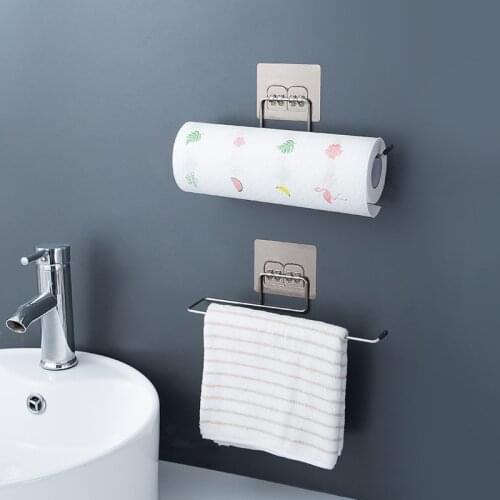 Portable Toilet Paper Holders Kitchen Bathroom Self-adhesive Towel Hanging Racks