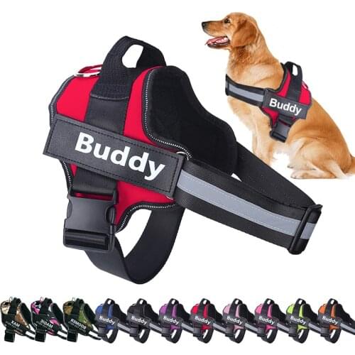 Dog Harness NO PULL Reflective Breathable Adjustable Pet Harness Vest with ID Custom Patch Outdoor Walking Dog Supplies