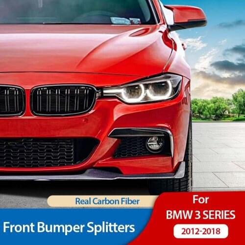 2PCS Real Carbon Fiber Front Bumper Splitters Lip flaps Spoiler For BMW 3 Series 320/328/330/F30/F35 MAD 2012-2018