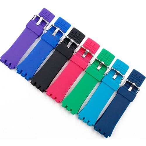 Pin buckle silicone strap male 24mm watch accessories for Swatch touch SURB100 SURW102 SURB101 waterproof watch band