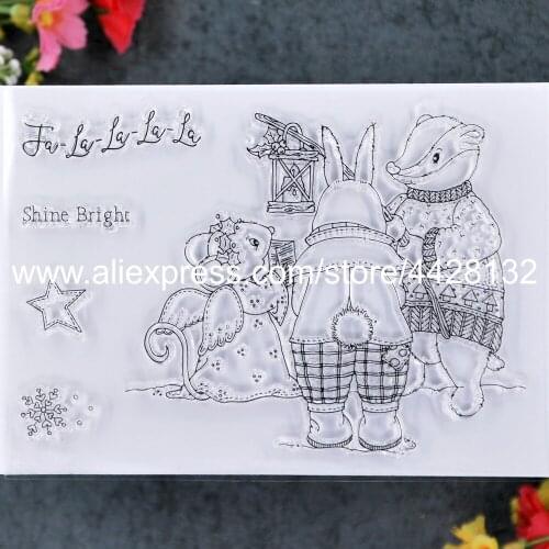Merry Christmas Shine Bright Snowflake Star Rabbit Scrapbook photo cards rubber stamp clear stamp transparent stamp 20011150