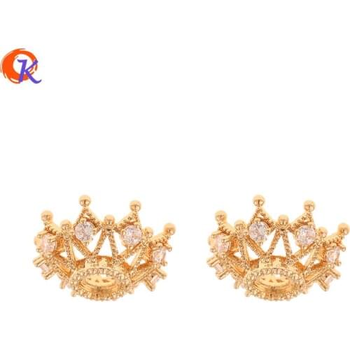 Cordial Design 10Pcs 9*18MM Jewelry Accessories/CZ Charms/Crown Shape/Hand Made/Genuine Gold Plating/DIY Making/Earring Findings