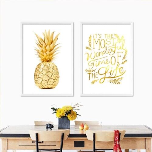 Nordic Art Gold Pineapple Wall Sticker Canvas Paintings Posters And Prints Wall Pictures For Living Room No Poster Unframed