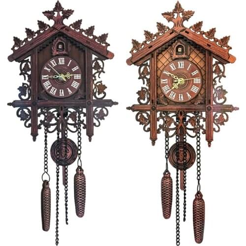 Vintage Wooden Hanging Cuckoo Wall Clock for Living Room Home Restaurant Bedroom Decoration Art Handcraft High quality Drop ship