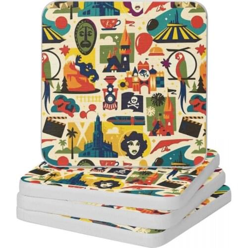 Magical Pattern Diatomaceous Earth Square Round Coaster Water Absorption Cup Bonsai Mat Soap Toothbrush Pad Diameter 10cm