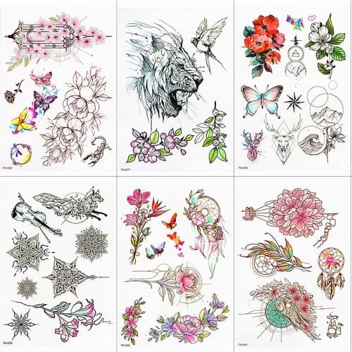 Flower Small Arm Watercolor Temporary Tattoo Sticker Body Art Arm Flash Fake Tattoos Women