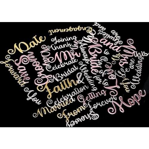 WYSE 43pcs English Word Dies Alphabet Metal Cutting Die Scrapbooking for Wedding Card Making Album Decoration Tools