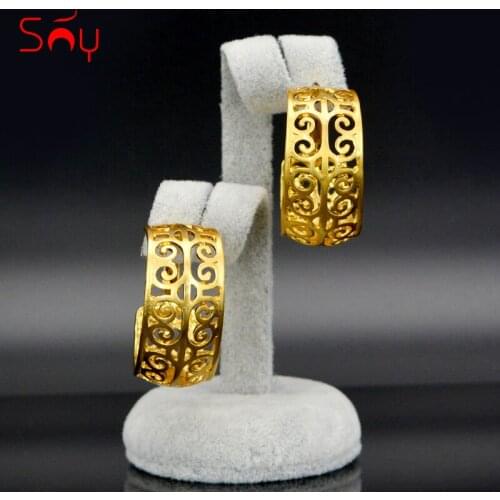Sunny Jewelry Fashion Jewelry 2021 Big Clip Earrings For Women High Quality Round Flower Line Hollow Out For Party Wedding Daily