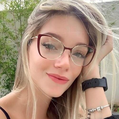 New Vintage Eyeglasses Frame Women Clear Lens Cat Eye Glasses Frame Women Luxury Optical Spectacle Frames Sexy Eyewear