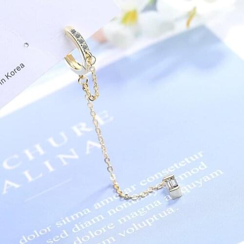 KOFSAC Fashion 925 Sterling Silver Hoop Earrings For Women Jewelry Gold Circle Zircon Long Tassel Earring Girl Party Accessories