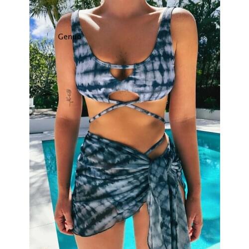 Womens Swimwear 2021 New Bikinis Two Pieces Set Beach Tunic Female Sexy Swimsuit Bathing Clothes High Waisted String Bikini