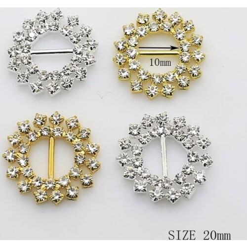 ZMASEY Buckle 10Pcs/Lot 20MM Round Glod Rhinestone Buckles Crystal Holiday Party Decoration DIY Sewing Handwork Accessories