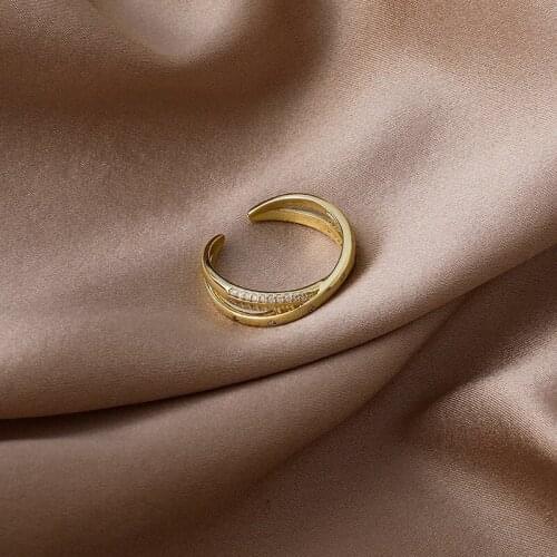 Gold Color Open Size Cross Design Crystal Finger Rings for Women Girls Adjustable Fashion Chic Party Jewelery Gifts MS106