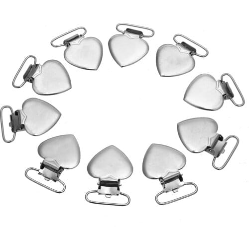 10Pcs Cute Baby Pacifier Clips Clamps Metal Peach Heart Braces Suspender Strap Brace Clasps Holders For Clothing Accessories