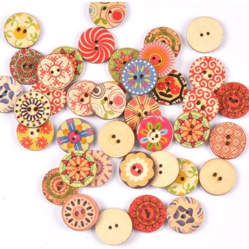 15/20/25mm Mixed Round Wooden Buttons For Clothing Scrapbook Accessories Diy Handwork Sewing Crafts Home Decorative 50pcs m2220