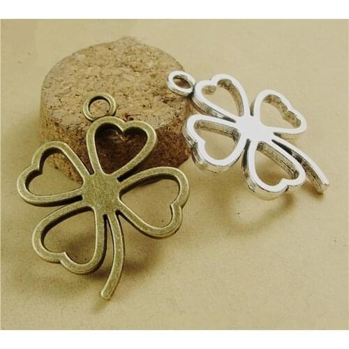 2pcs 48X39mm Antique Bronze and Antique Silver Plated Clover Charm Pendant DIY Handmade Jewelry Accessories
