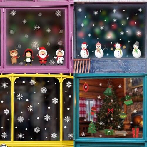 2020 Merry Christmas Wall Stickers Window Glass Festival Wall Decals Santa Murals New Year Christmas Decorations for Home Decor