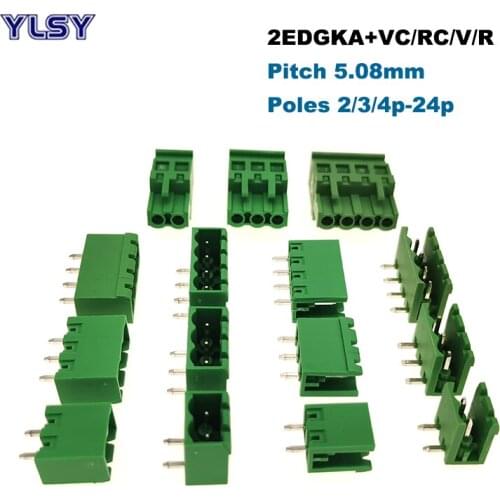 30Pcs Plug-in PCB Screw Terminal Block Connector Pitch 5.08mm 2EDGKA/VC/RC/V/R Male Female 2/3/4/5/6/7/8/9/10P Pluggable Bornier