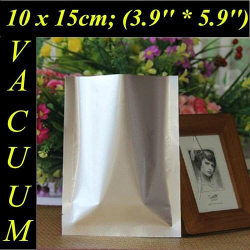 300pcs/lot 10x15cm (3.9'' * 5.9'') Thickness 200mic Pure Aluminum Foil Vacuum Food Bags,Flat Heat Seal Bags,Food Storage Bag