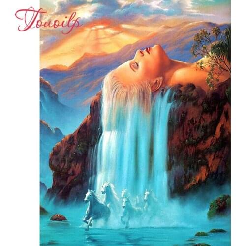 TOUOILP 3D Diamond Embroidery DIY Woman waterfall Diamond Painting Cross Stitch Canvas Painting picture diamond mosaic pattern