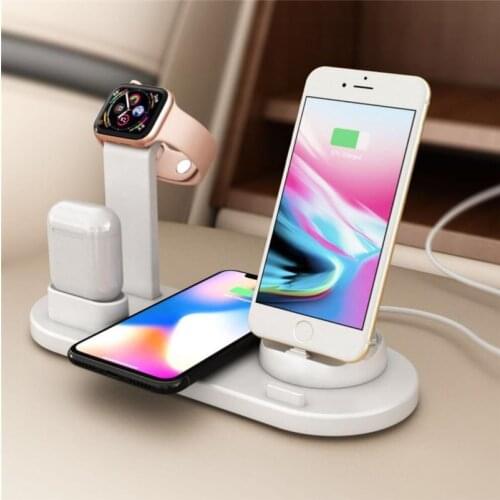 4 in 1Wireless Charging Dock Station For Apple Watch iPhone X XS XR MAX 11 Pro 8 Plus Airpods 10W Qi Fast Charger Stand Holder